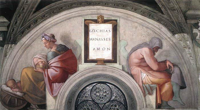 Michelangelo Buonarroti Hezekiah - Manasseh oil painting picture